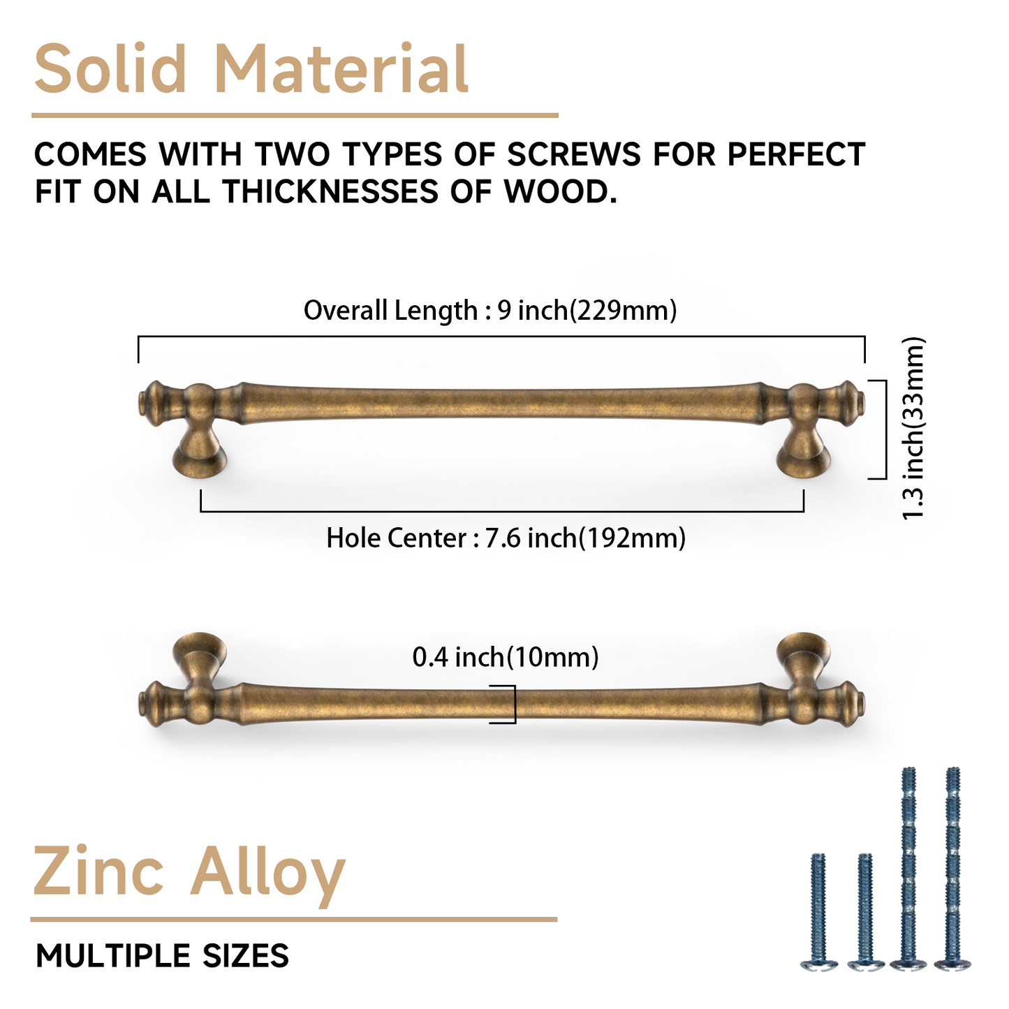 Asidrama 3768 Antique Brass 10 Pack Kitchen Cabinet Pulls