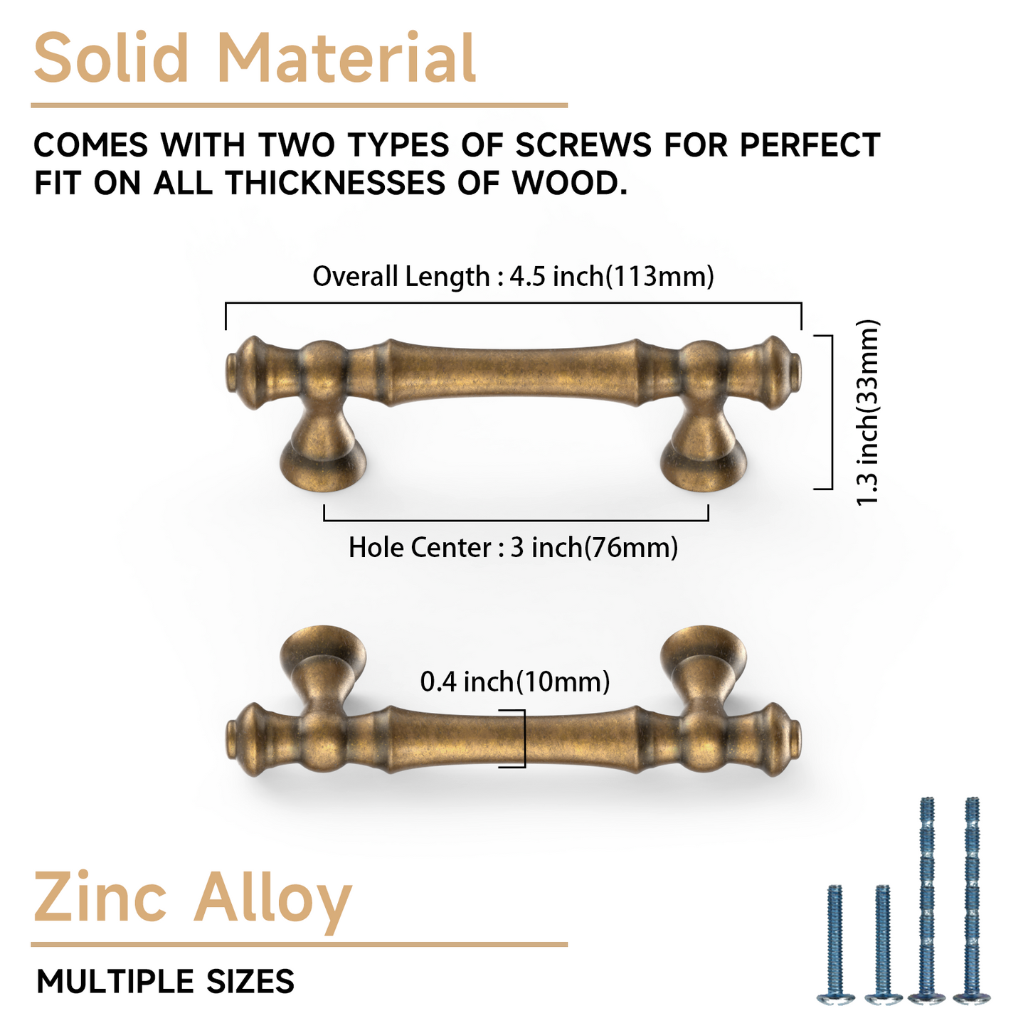 Asidrama 3768 Antique Brass 10 Pack Kitchen Cabinet Pulls