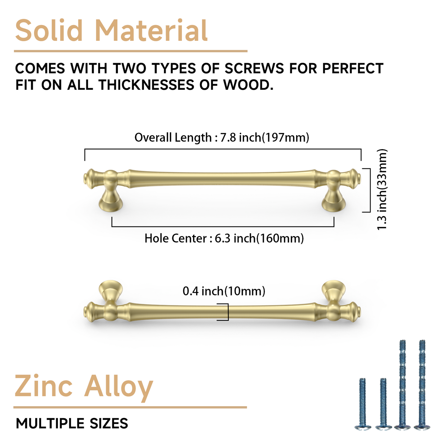 Asidrama 3768 Brushed Brass 10 Pack Kitchen Cabinet Pulls