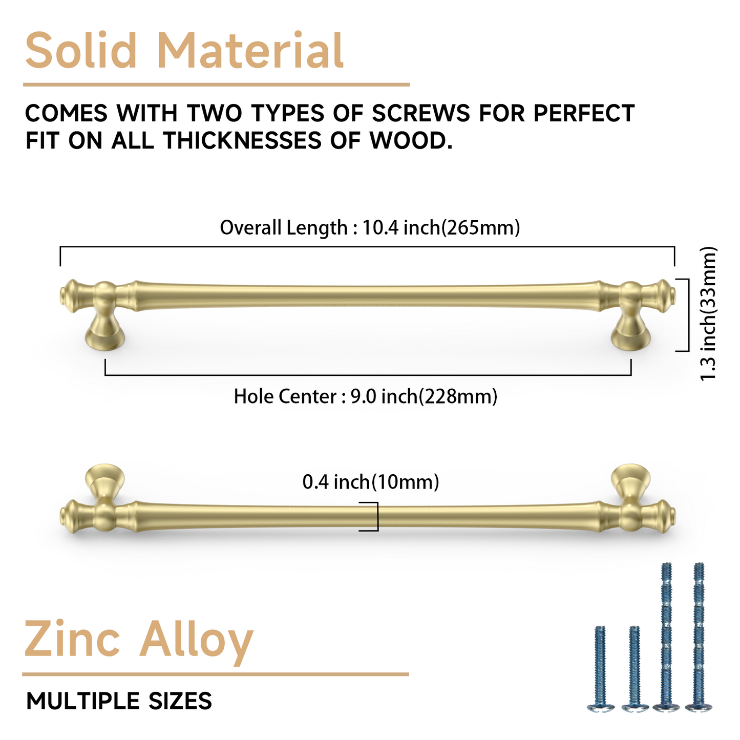 Asidrama 3768 Brushed Brass 10 Pack Kitchen Cabinet Pulls