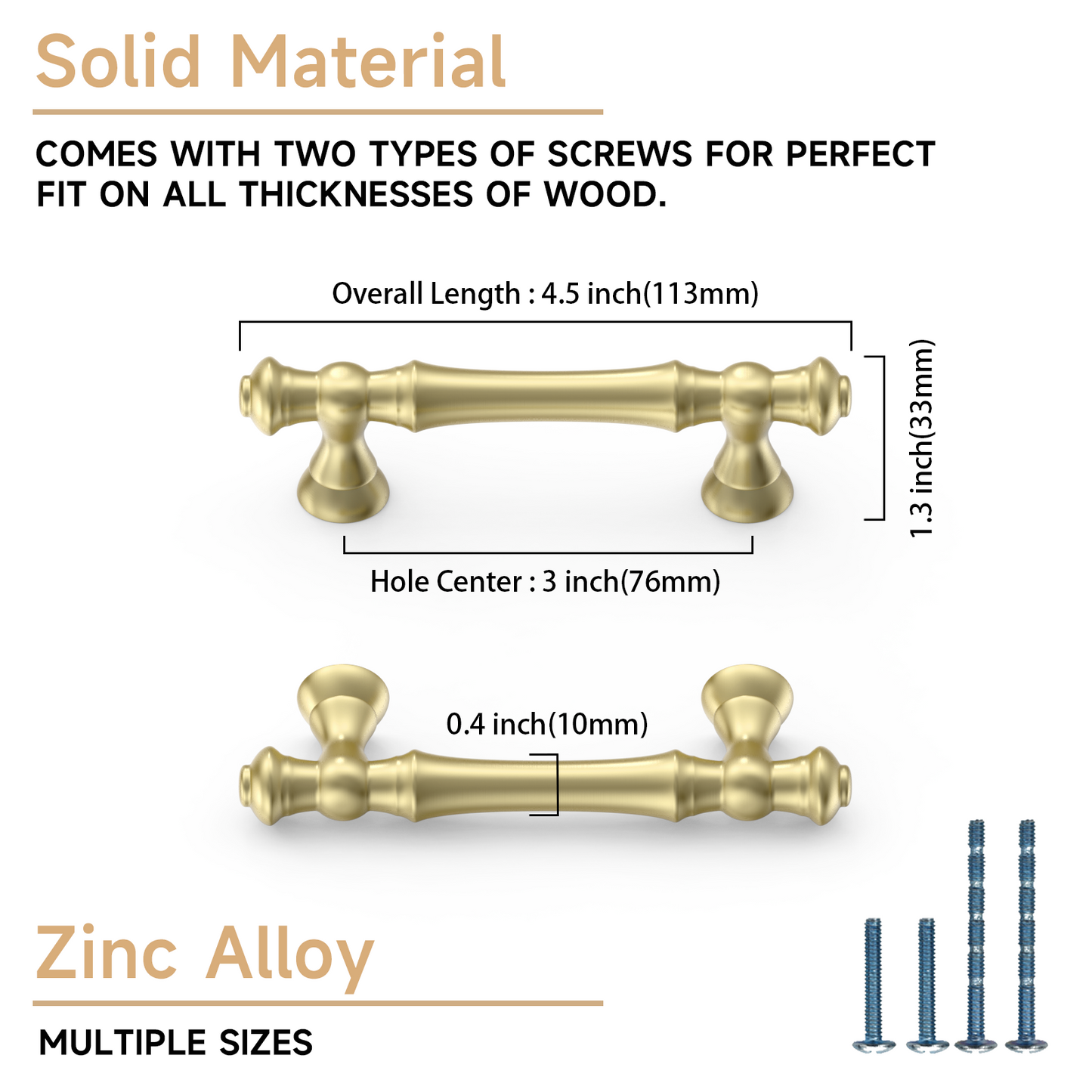 Asidrama 3768 Brushed Brass 10 Pack Kitchen Cabinet Pulls