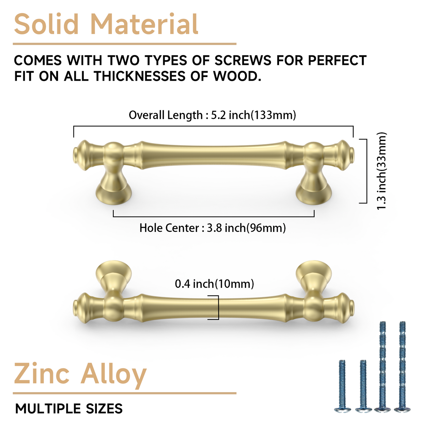 Asidrama 3768 Brushed Brass 10 Pack Kitchen Cabinet Pulls