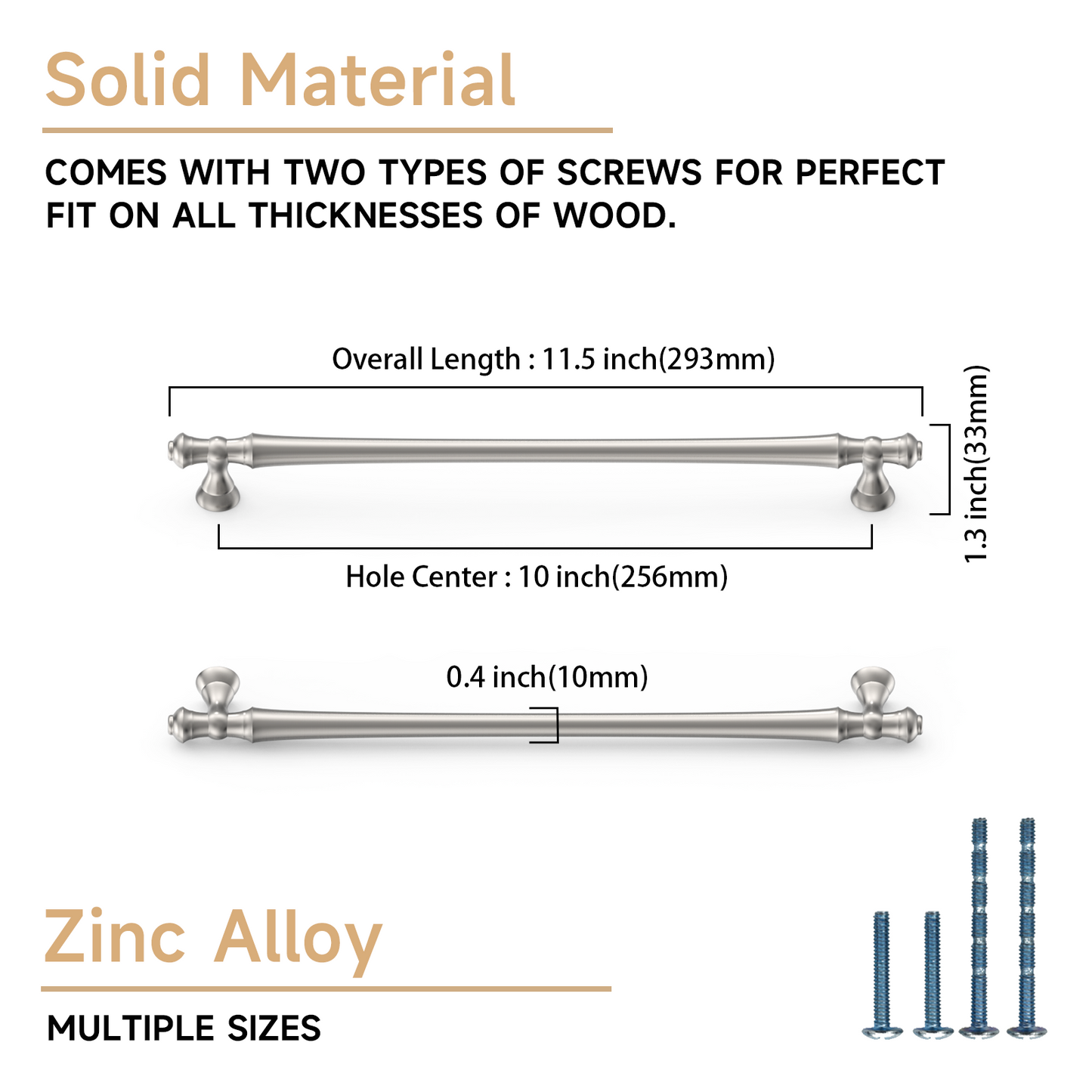 Asidrama 3768 Brushed Satin Nickel 10 Pack Kitchen Cabinet Pulls