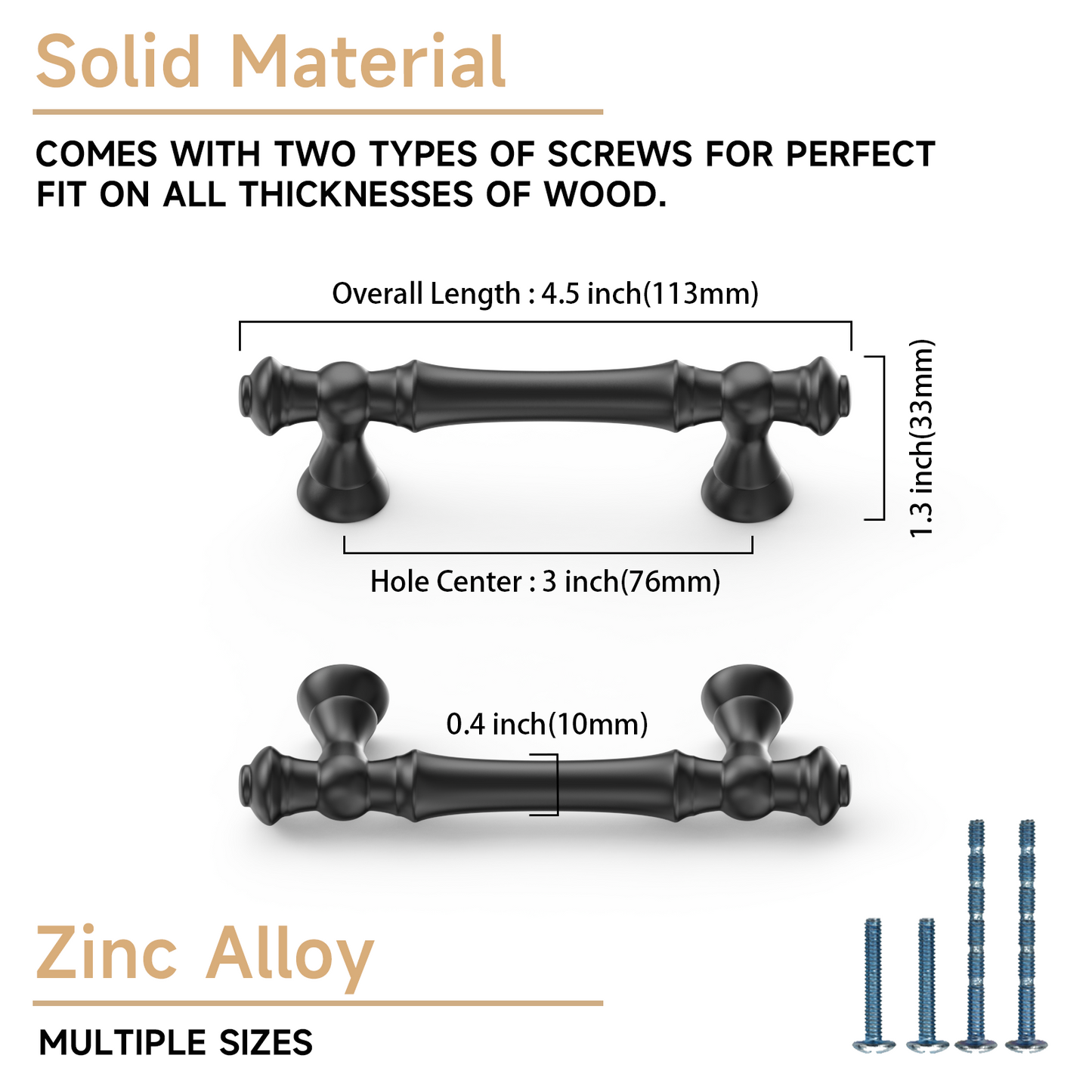 Asidrama 3768 Matte Black 10 Pack Kitchen Cabinet Pulls