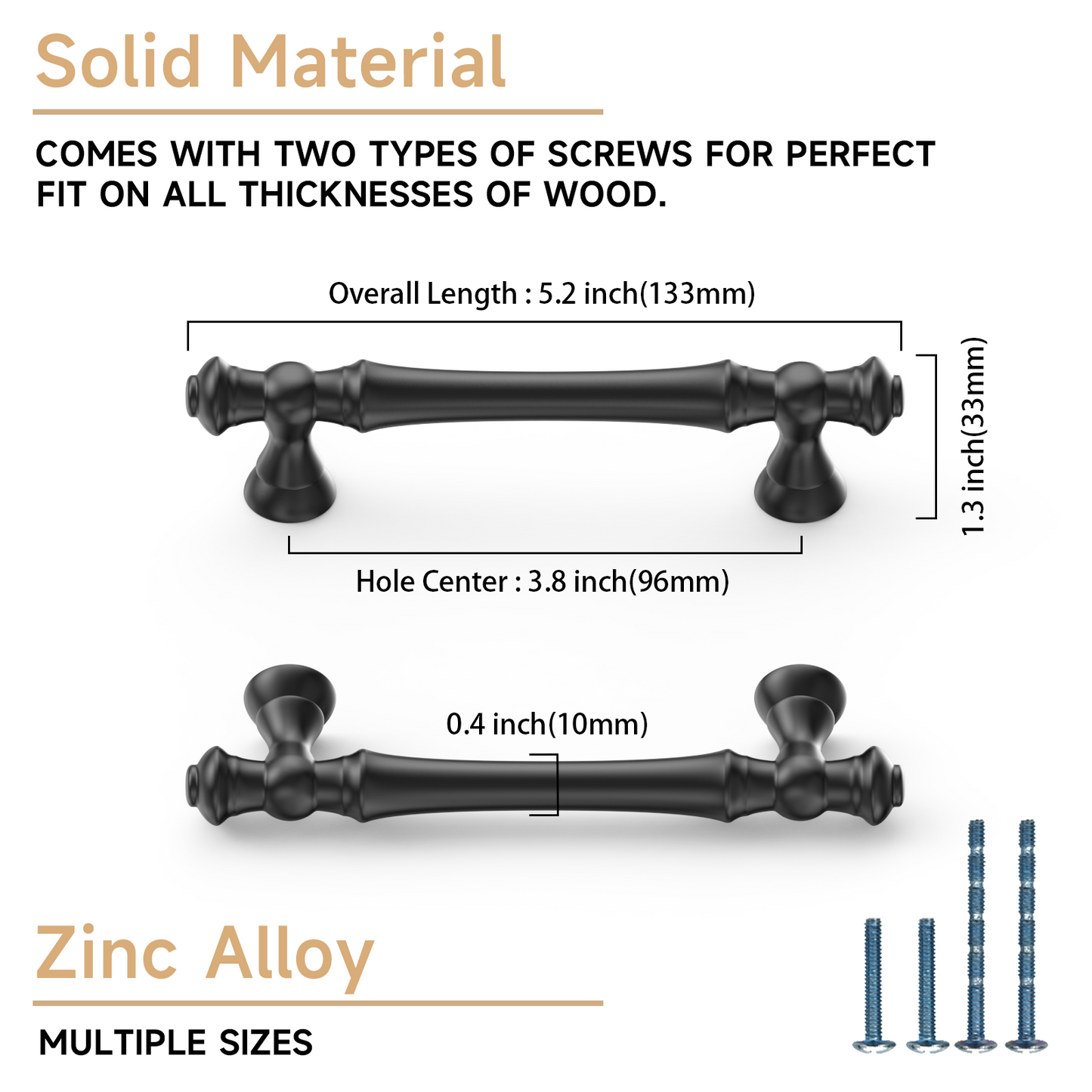 Asidrama 3768 Matte Black 10 Pack Kitchen Cabinet Pulls