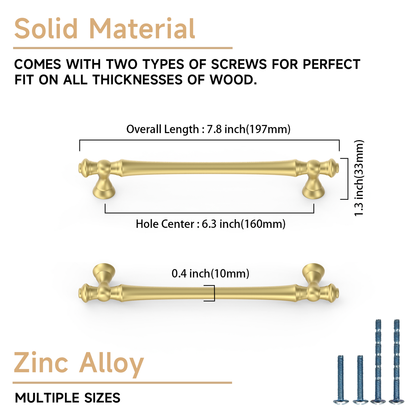 Asidrama 3768 Brushed Gold 10 Pack Kitchen Cabinet Pulls