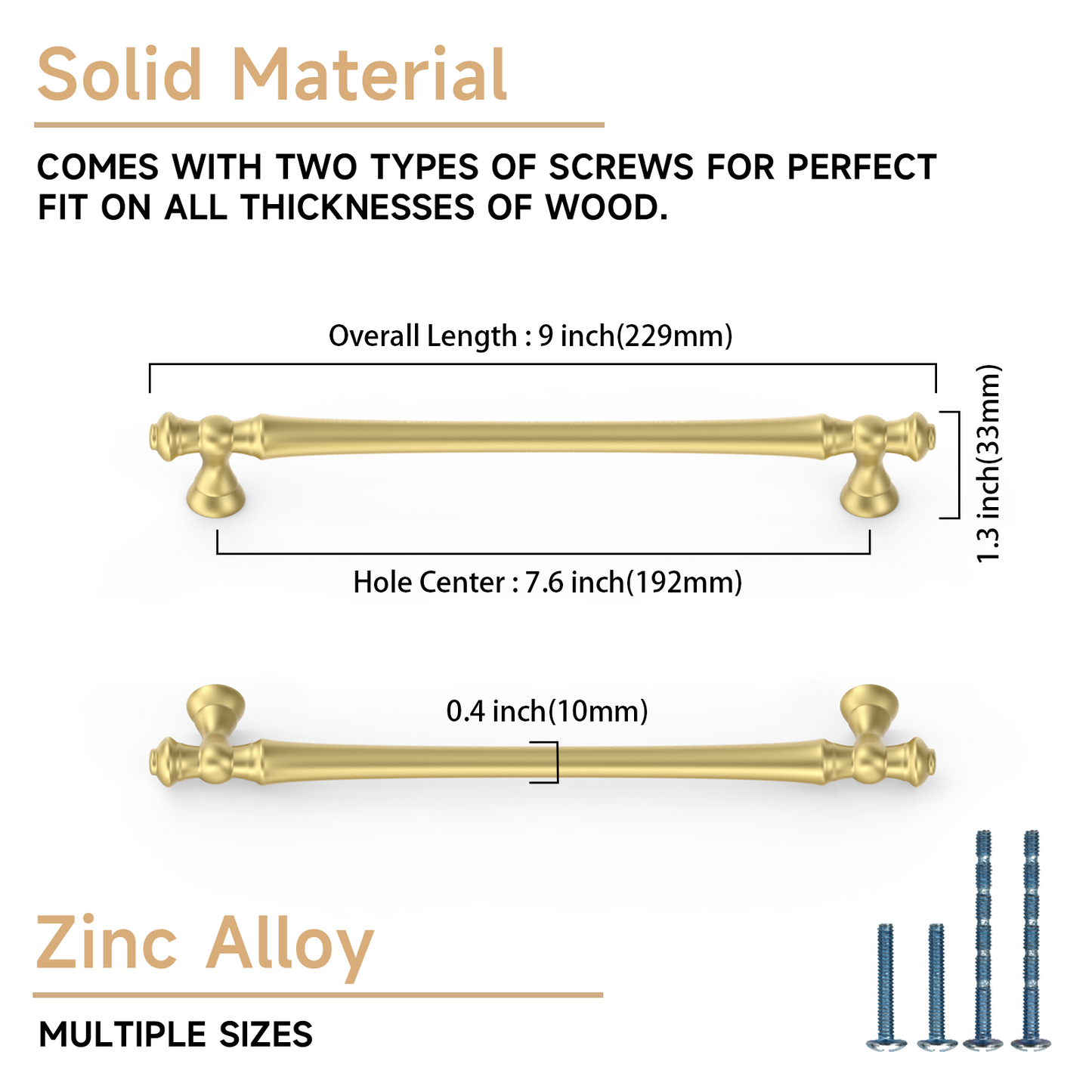 Asidrama 3768 Brushed Gold 10 Pack Kitchen Cabinet Pulls