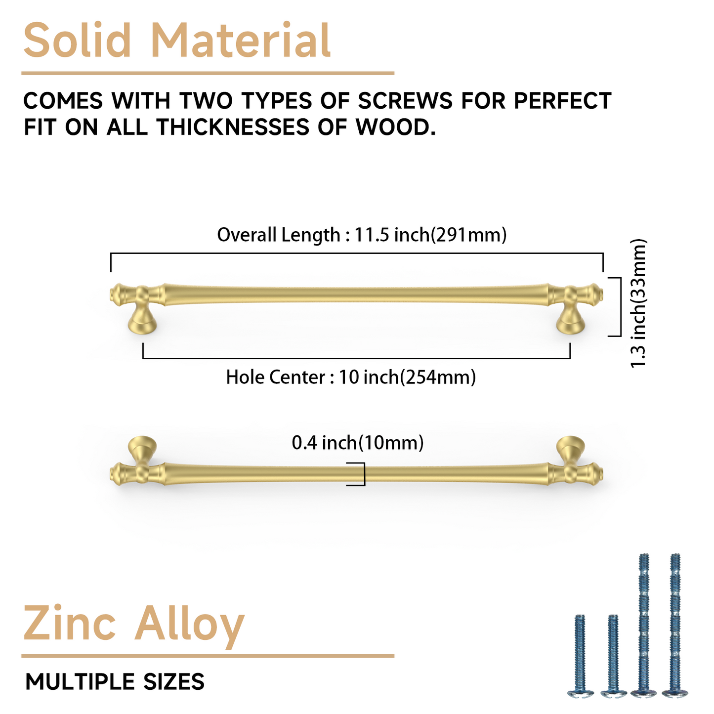 Asidrama 3768 Brushed Gold 10 Pack Kitchen Cabinet Pulls